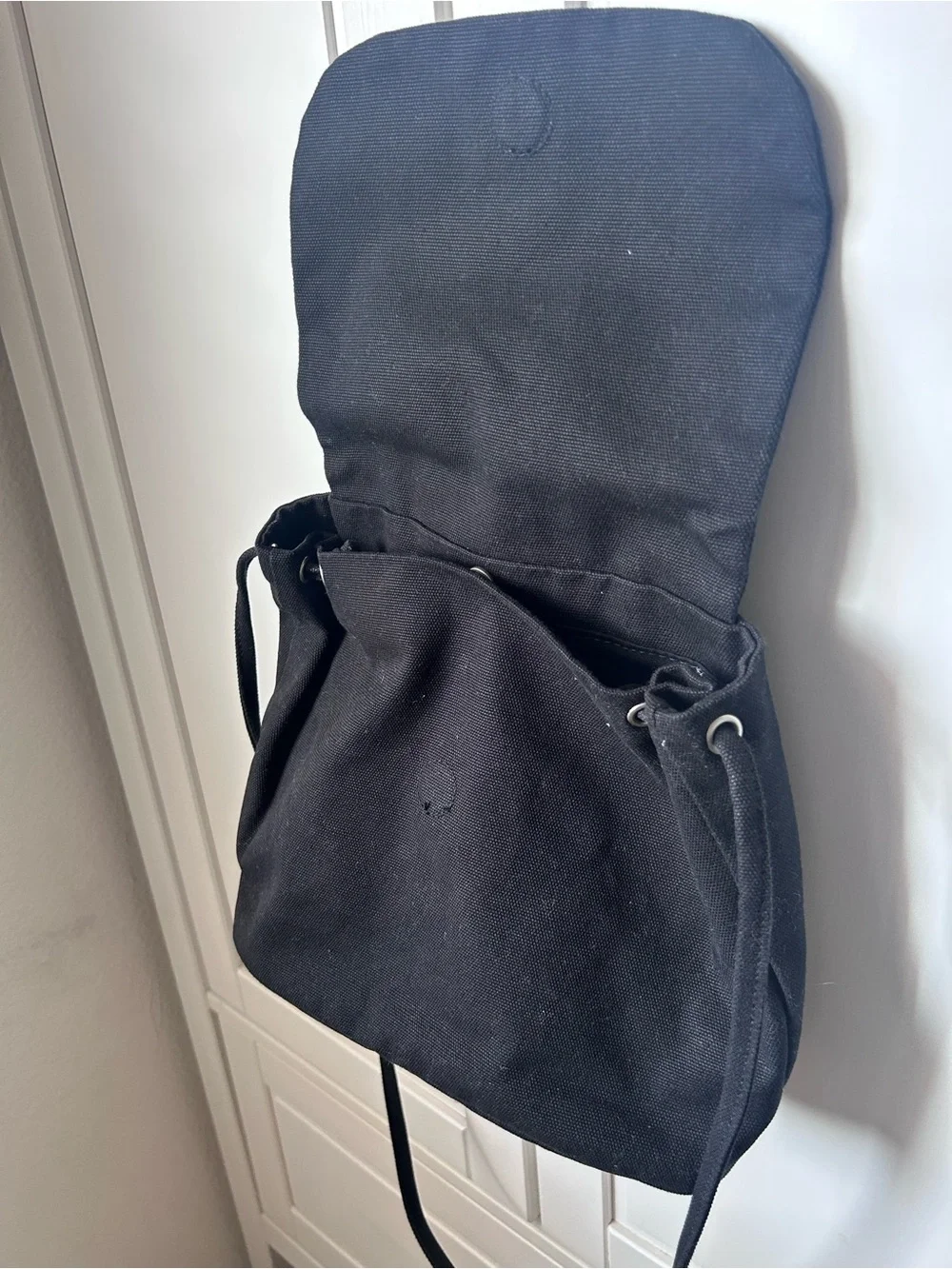 Classic Black Canvas Shoulder Strap Bag - Minimal Everyday Bag